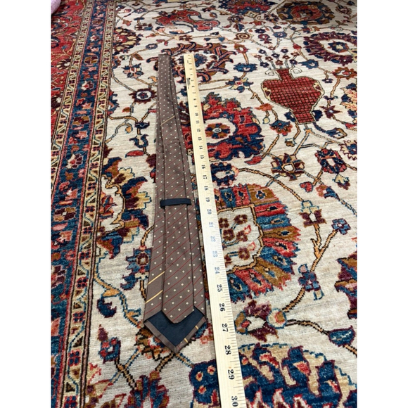 Dunhill London Pure Silk Tie Brown Micro Dot Stripe Italy Classic Menswear - Picture 4 of 5